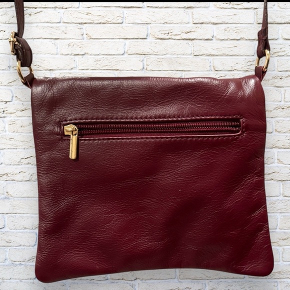 Vera Pelle Soft Leather Crossbody with Tassel Burgundy - Borse in Pelle handbag - Picture 5 of 9